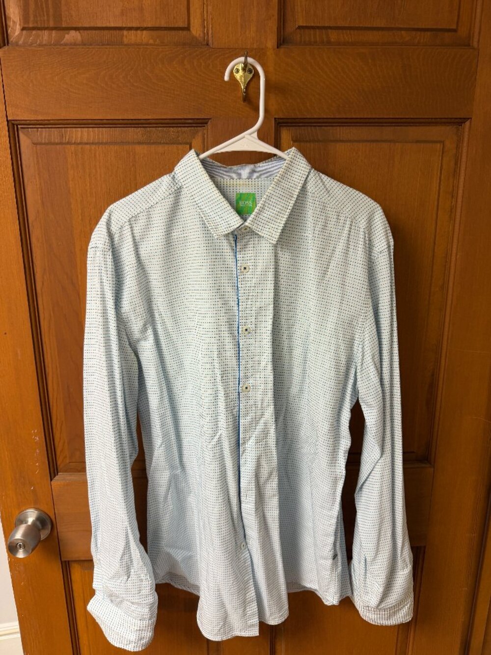 Hugo Boss Men's Blue & White With Polka Dots Shirt-Size XL in Good Shape!